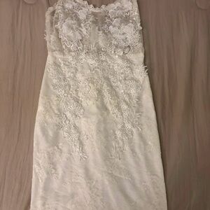 Fashion Nova Ivory Floral Lace Dress